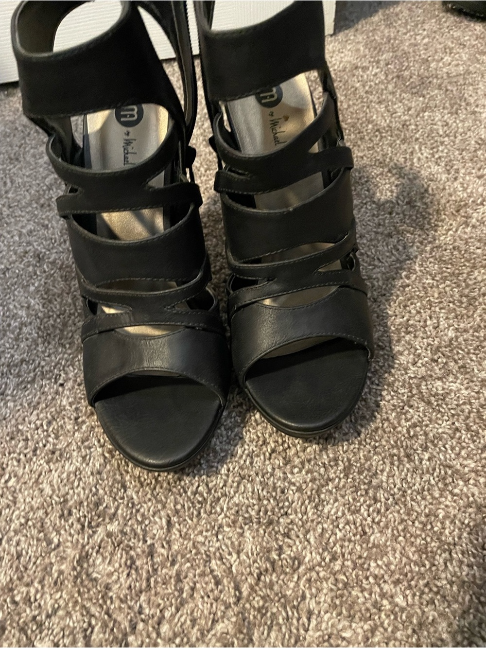 Michael Antonio Black Multi-Strap High Heel Sandals